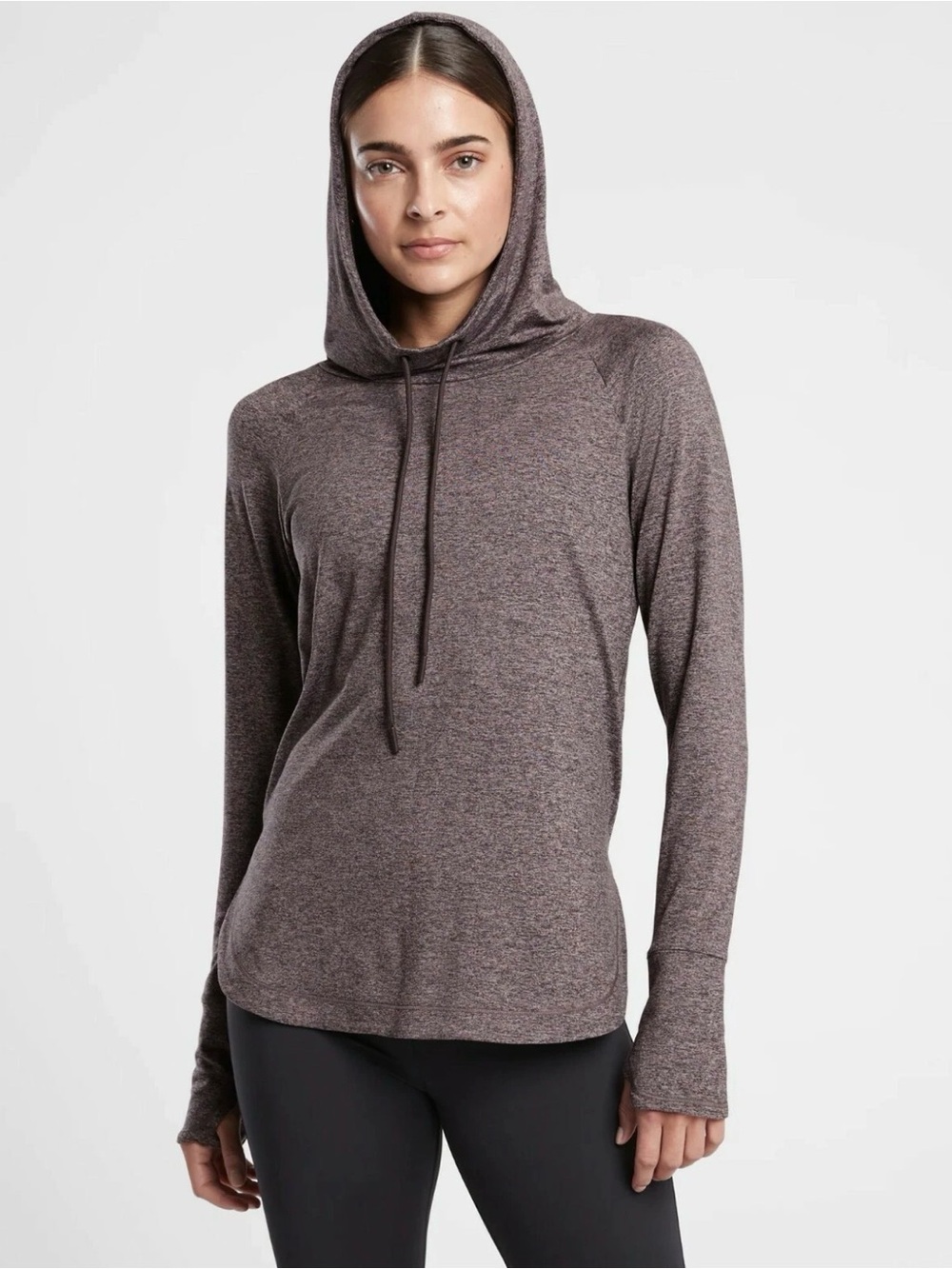 Athleta Heathered Plum Hooded Pullover